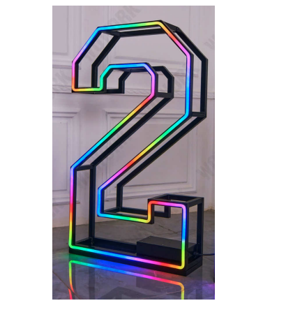Chiffre géant LED 120cm 3D avec Néon multicolore