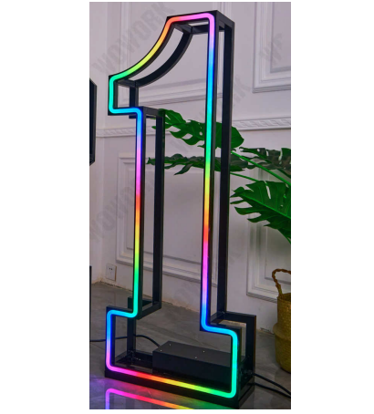 Chiffre géant LED 150cm 3D avec Néon multicolore