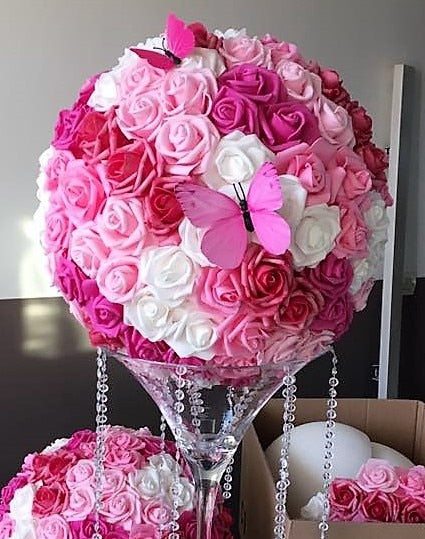 Boule de fleurs Rose & Blanc 30cm