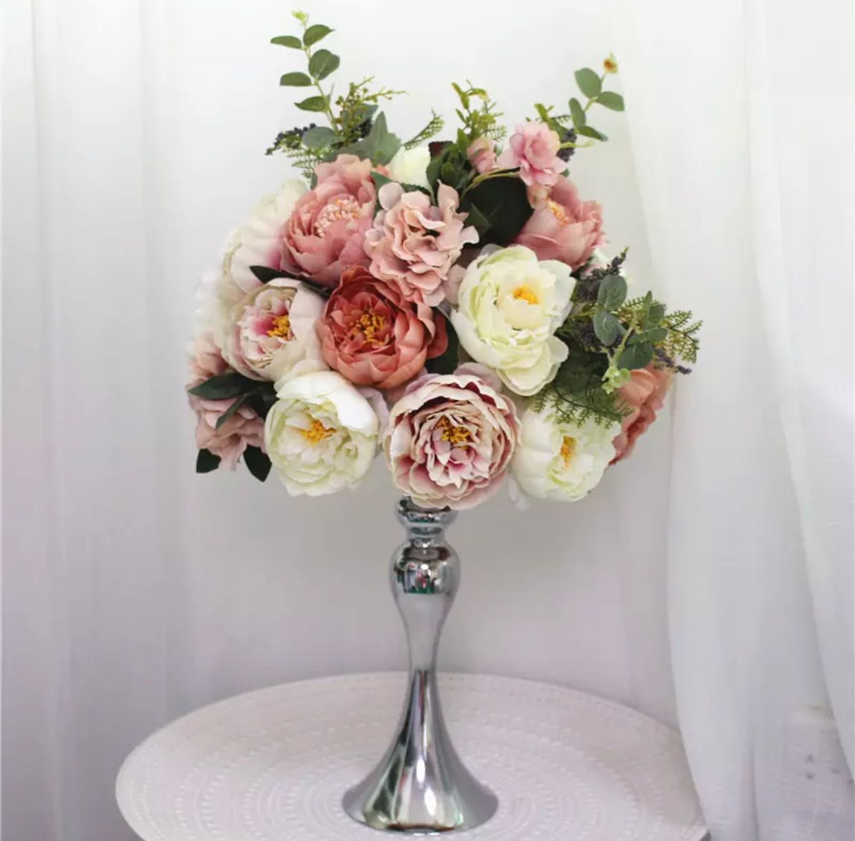 Bouquet de fleurs Prune & Blanc 35cm